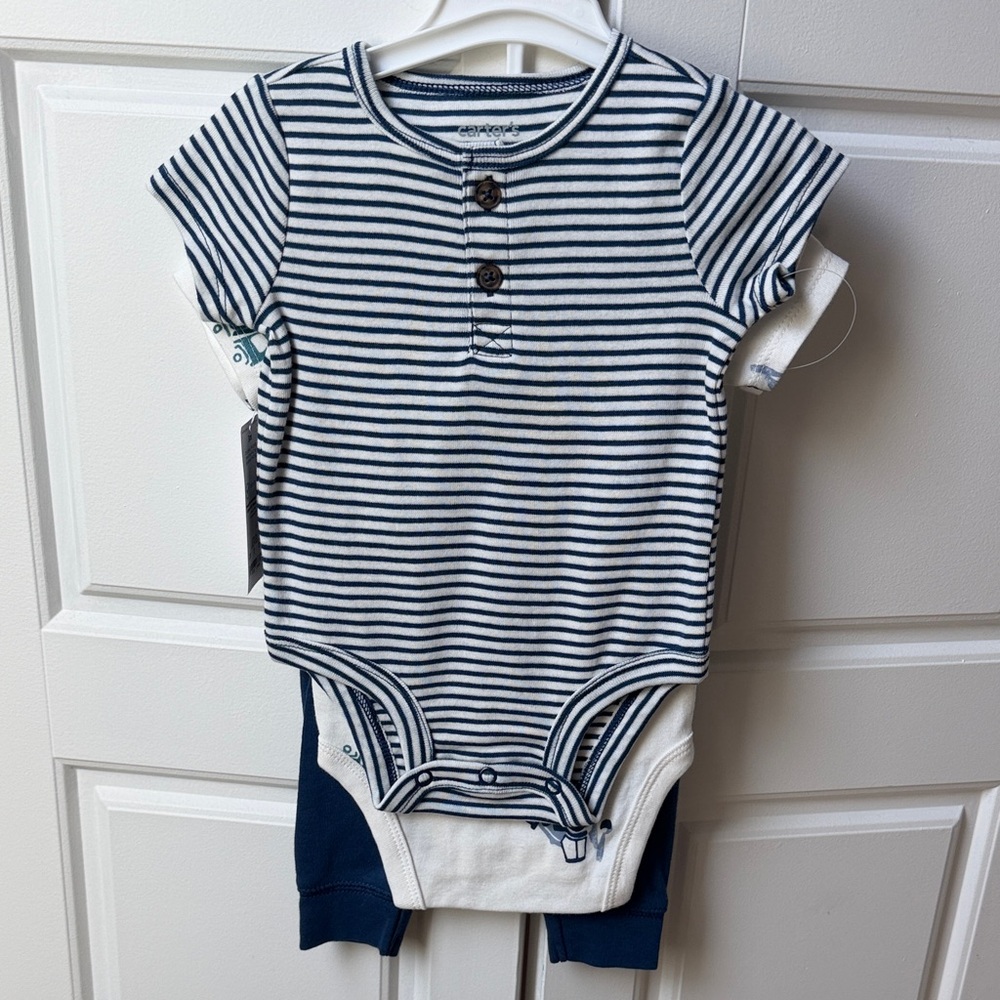 Striped Baby 2 Onesie and matching pant set